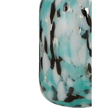 Orsina Calla Medium Speckle Glass Vase – Turquoise & Black Decor