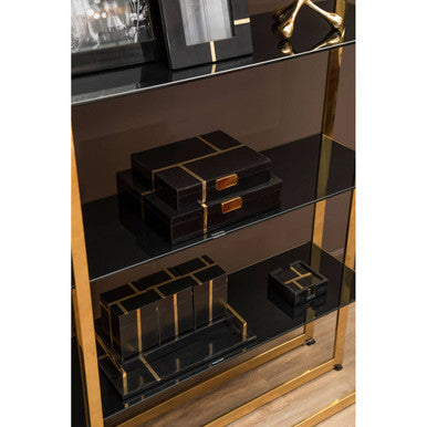 Orsina Odell Black and Gold Resin Jars with Tray - Set of 3