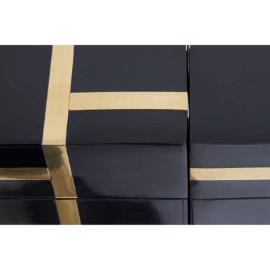 Orsina Odell Black and Gold Resin Jars with Tray - Set of 3