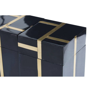 Orsina Odell Black and Gold Resin Jars with Tray - Set of 3