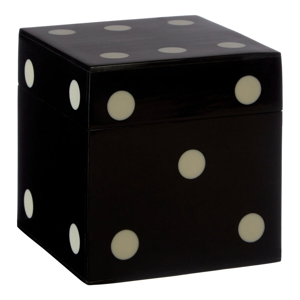 Orsina Black and White Resin Dice Box with 5 Dice – Minimalist Decor