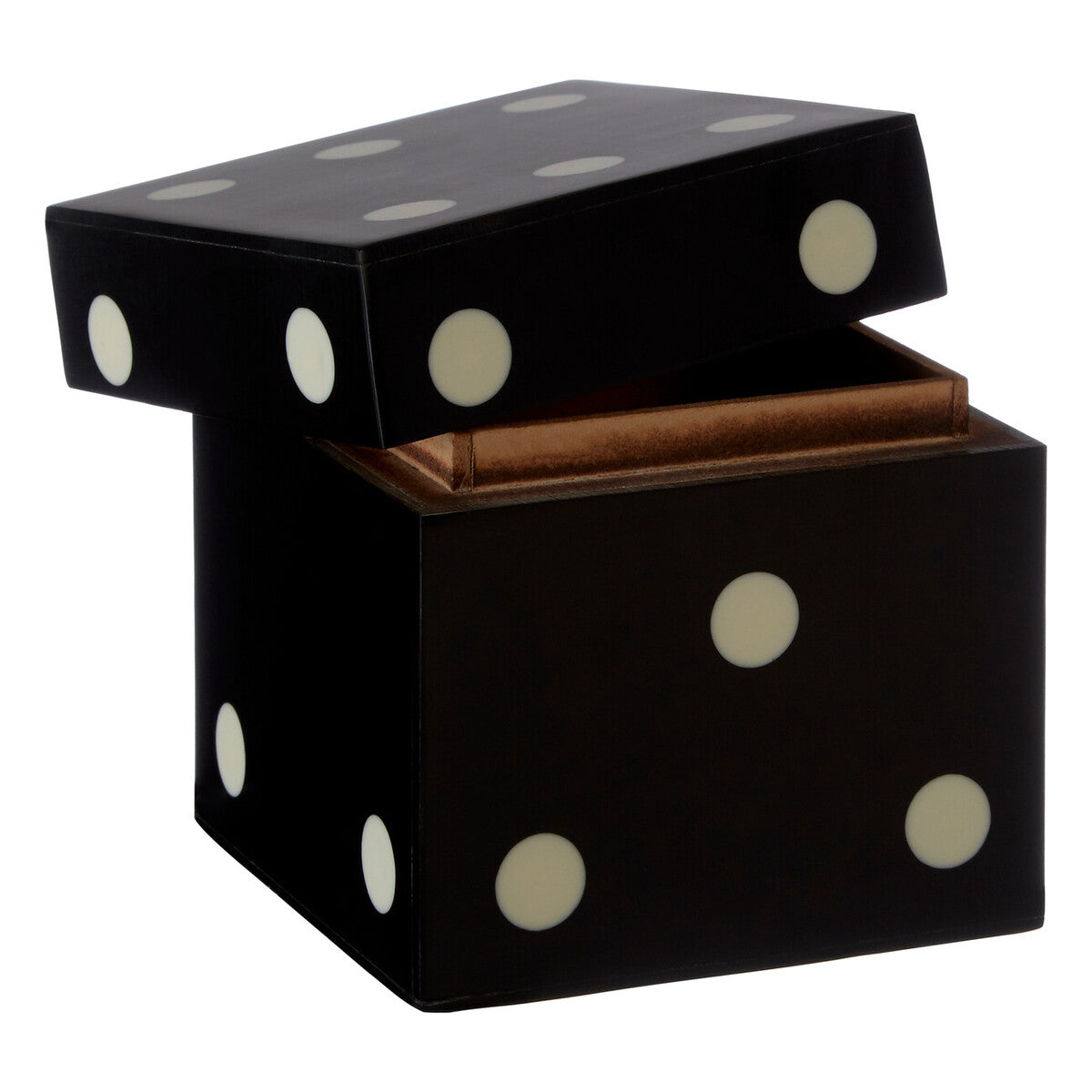 Orsina Black and White Resin Dice Box with 5 Dice – Minimalist Decor