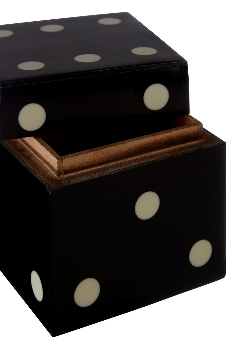 Orsina Black and White Resin Dice Box with 5 Dice – Minimalist Decor