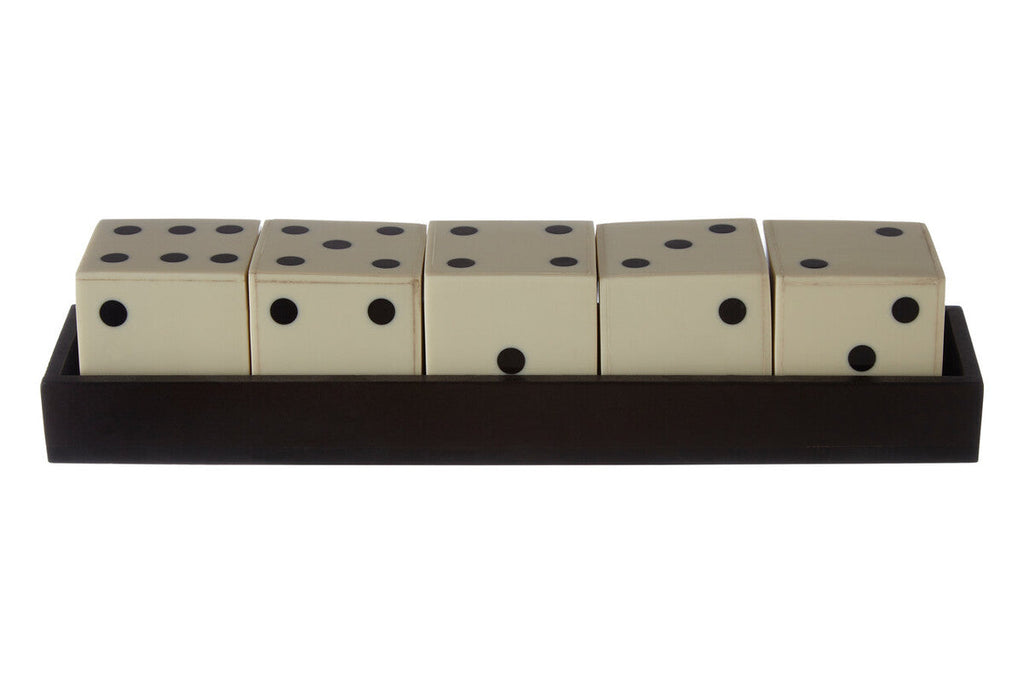 Orsina Resin Dice Set with Tray – White and Black 5-Piece Game Set