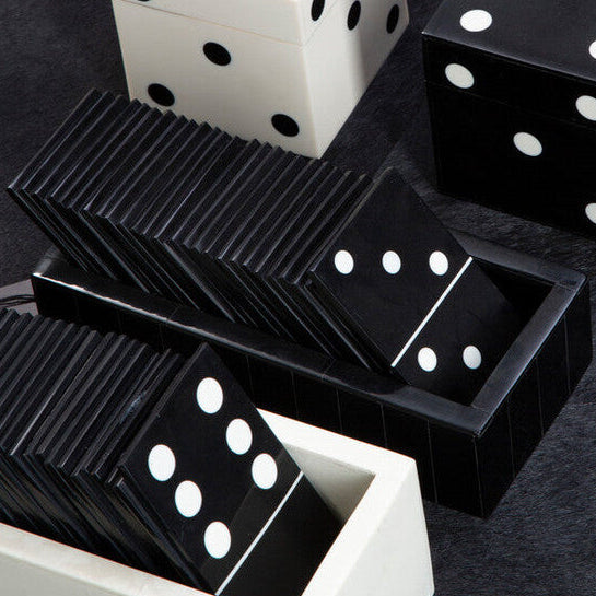Orsina Black Resin Domino Set – Luxury Monochrome Tabletop Game