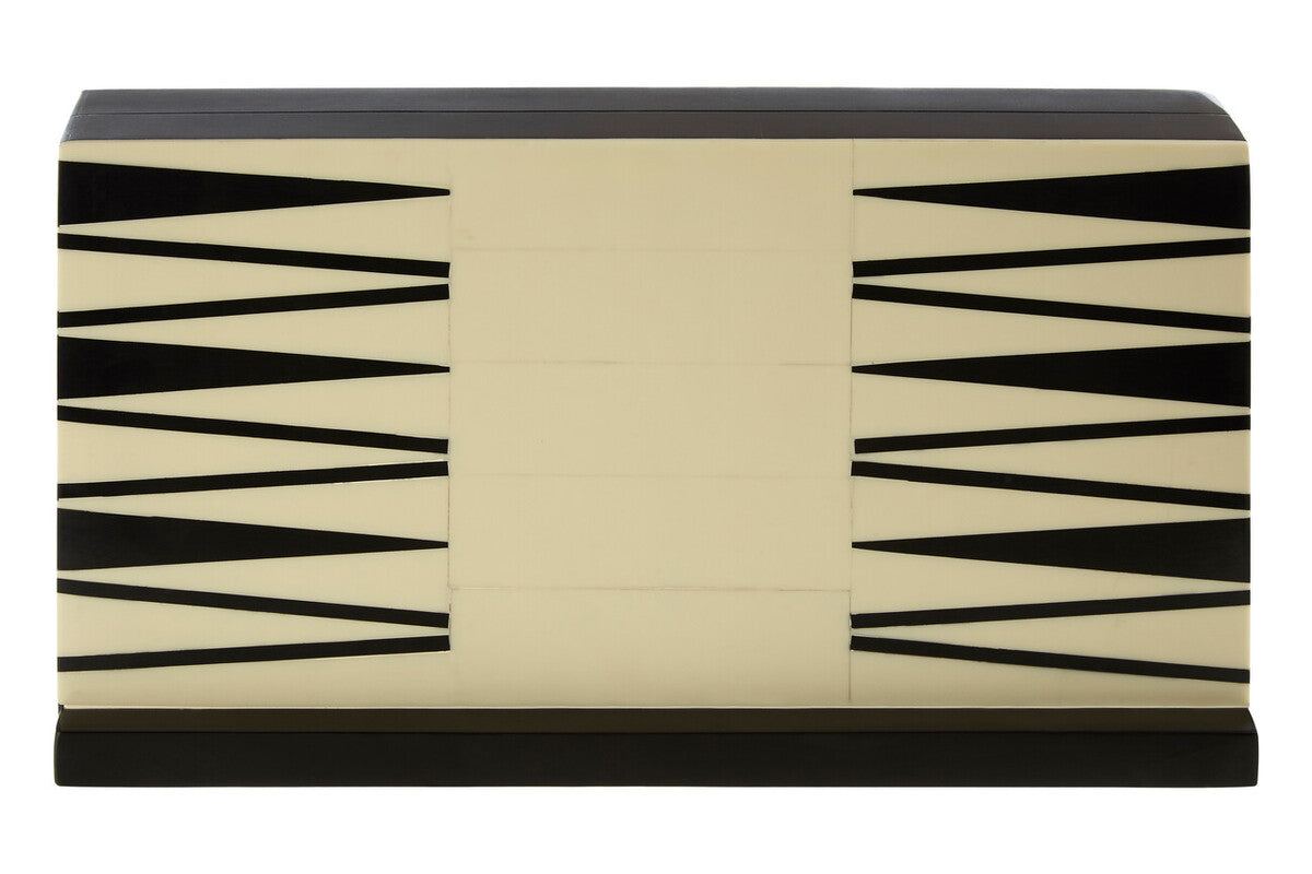 Orsina Black and White Foldable Backgammon Set | Premium Resin Board