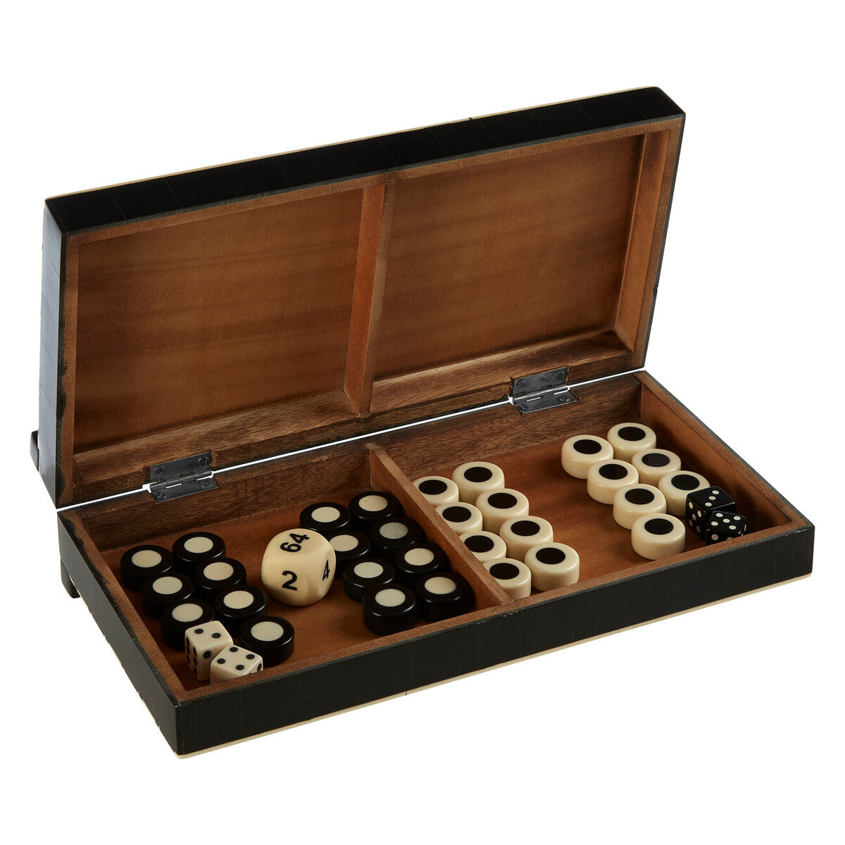 Orsina Black and White Foldable Backgammon Set | Premium Resin Board