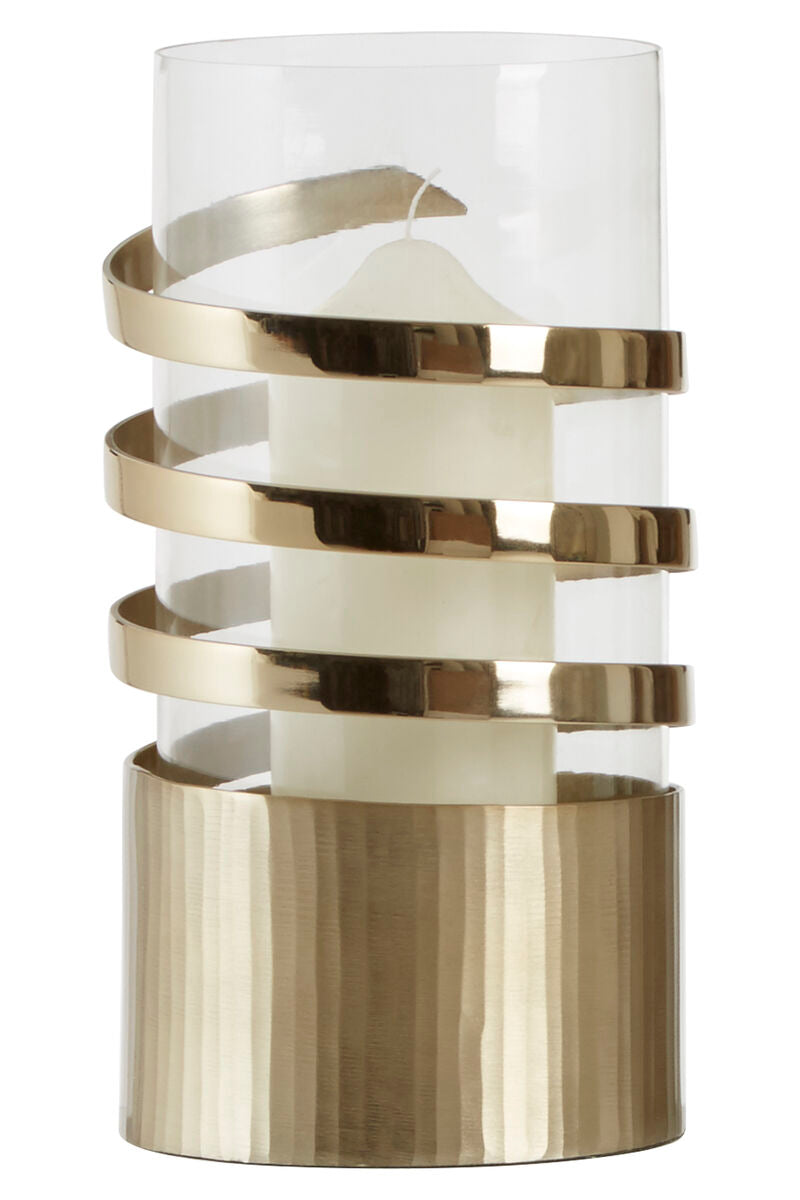 Orsina Amreli Large Gold Metal Hurricane Candle Holder – Textured Finish