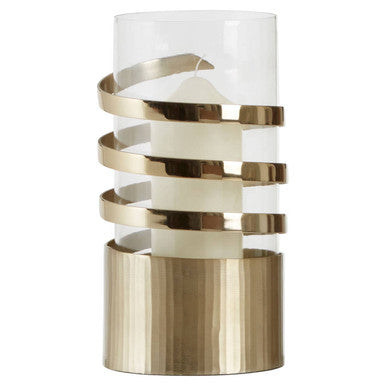 Orsina Amreli Large Gold Metal Hurricane Candle Holder – Textured Finish