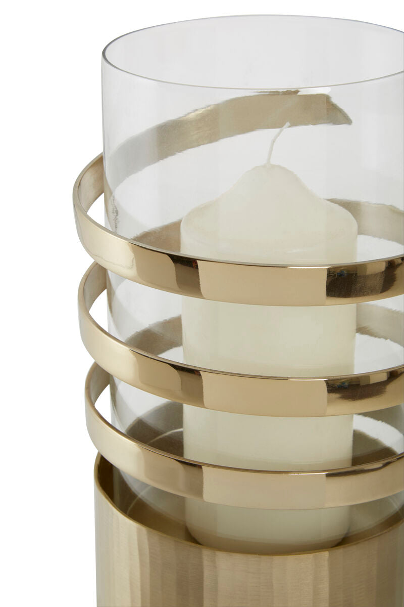Orsina Amreli Large Gold Metal Hurricane Candle Holder – Textured Finish