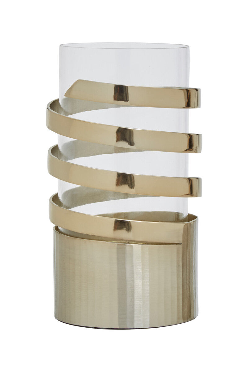 Orsina Amreli Gold Metal Hurricane Candle Holder – Small Vertical Textured