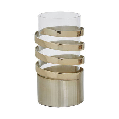 Orsina Amreli Gold Metal Hurricane Candle Holder – Small Vertical Textured
