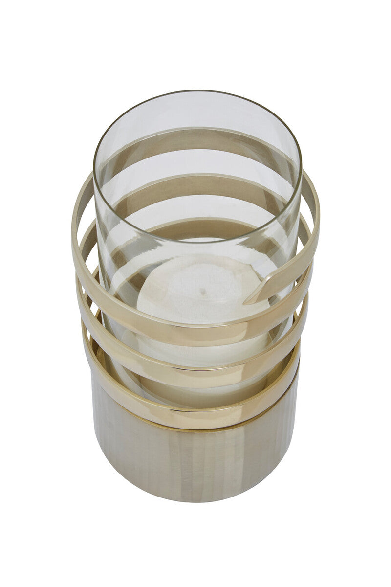 Orsina Amreli Gold Metal Hurricane Candle Holder – Small Vertical Textured