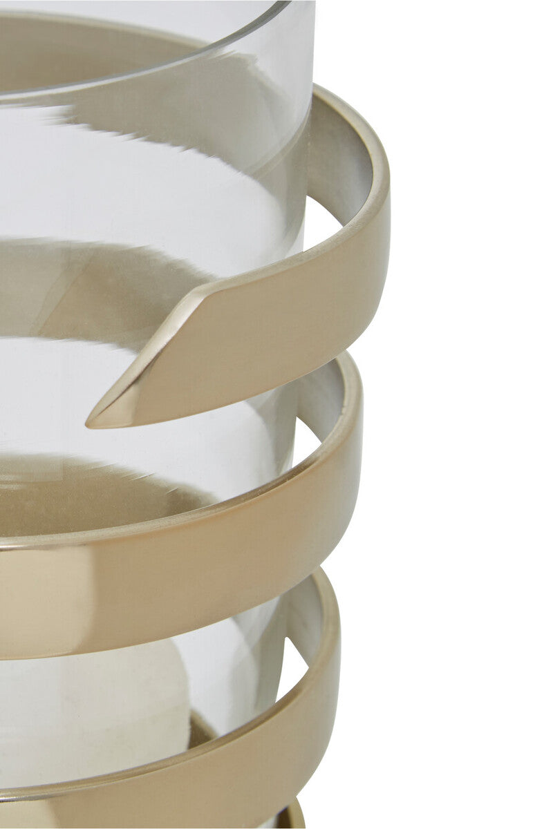 Orsina Amreli Gold Metal Hurricane Candle Holder – Small Vertical Textured
