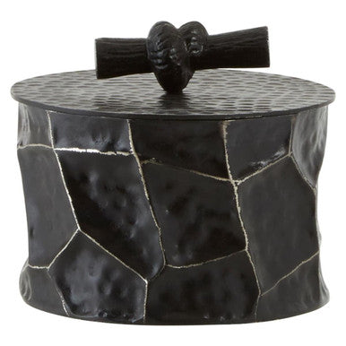 Orsina Akola Trinket Box – Black and Gold Hammered Steel Organizer
