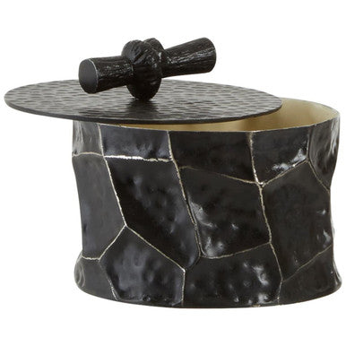 Orsina Akola Trinket Box – Black and Gold Hammered Steel Organizer