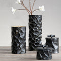 Orsina Akola Large Hammered Steel Vase – Black and Gold Metal Decor