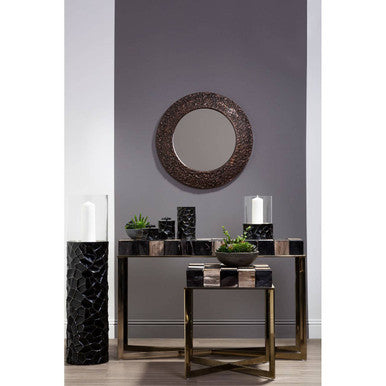 Orsina Akola Large Hammered Steel Vase – Black and Gold Metal Decor