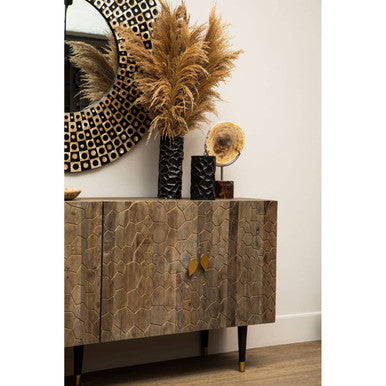 Orsina Akola Large Hammered Steel Vase – Black and Gold Metal Decor