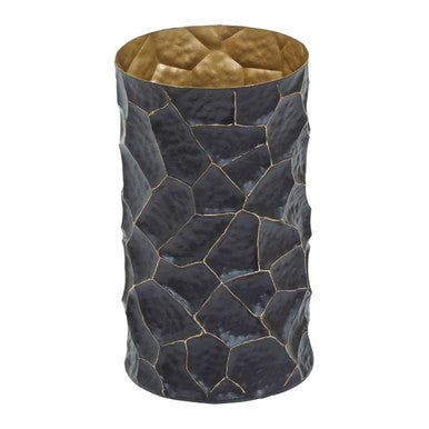 Orsina Akola Small Vase – Hammered Black and Gold Steel Tabletop Decor