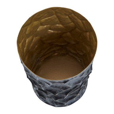 Orsina Akola Small Vase – Hammered Black and Gold Steel Tabletop Decor