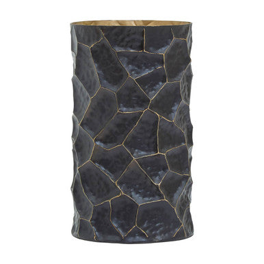 Orsina Akola Small Vase – Hammered Black and Gold Steel Tabletop Decor