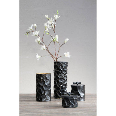 Orsina Akola Small Vase – Hammered Black and Gold Steel Tabletop Decor