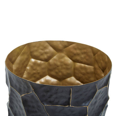 Orsina Akola Small Vase – Hammered Black and Gold Steel Tabletop Decor