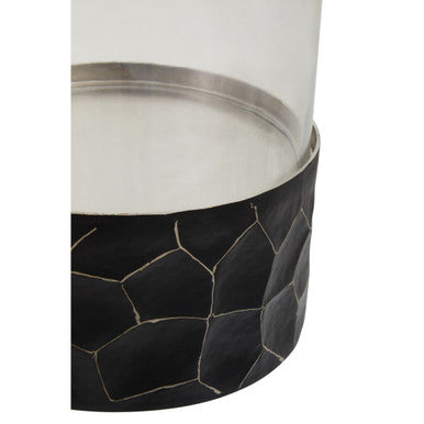 Orsina Akola Hurricane Candle Holder – Black and Gold Hammered Metal