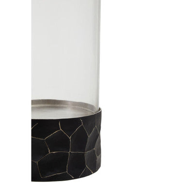 Orsina Akola Hurricane Candle Holder – Black and Gold Hammered Metal