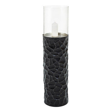 Orsina Akola Black and Gold Large Floor Standing Hurricane Candle Holder