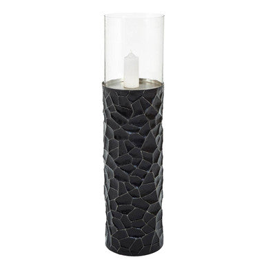 Orsina Akola Black and Gold Large Floor Standing Hurricane Candle Holder