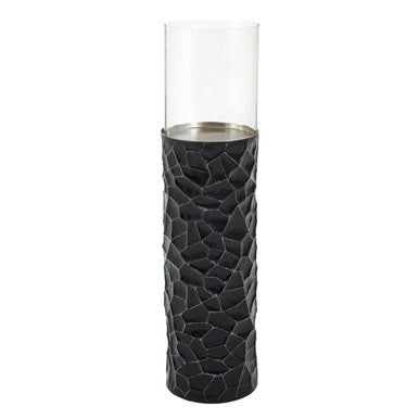 Orsina Akola Black and Gold Large Floor Standing Hurricane Candle Holder
