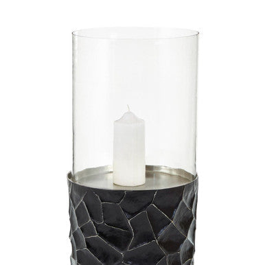 Orsina Akola Black and Gold Large Floor Standing Hurricane Candle Holder