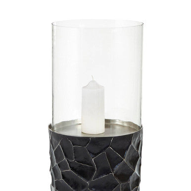 Orsina Akola Black and Gold Large Floor Standing Hurricane Candle Holder