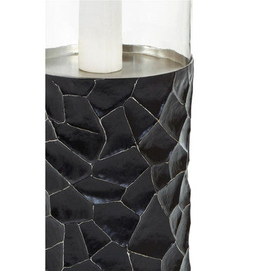 Orsina Akola Black and Gold Large Floor Standing Hurricane Candle Holder