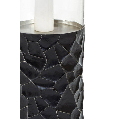 Orsina Akola Black and Gold Large Floor Standing Hurricane Candle Holder