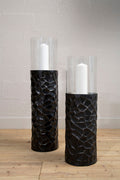 Orsina Akola Floor Standing Hurricane Candle Holder - Black and Gold