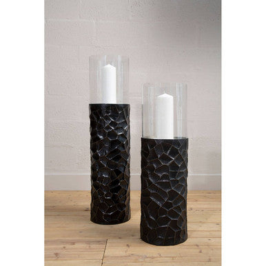 Orsina Akola Floor Standing Hurricane Candle Holder - Black and Gold
