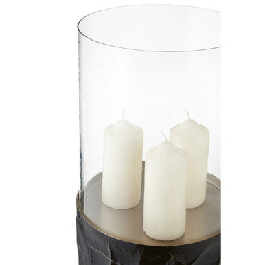 Orsina Akola Floor Standing Hurricane Candle Holder - Black and Gold