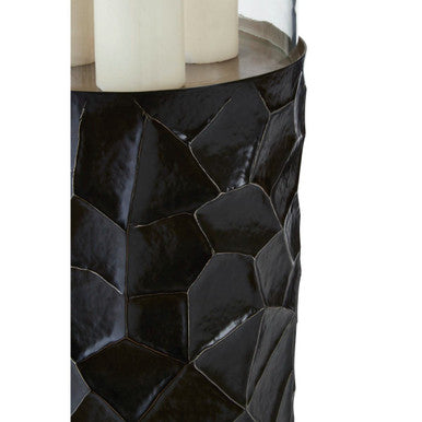 Orsina Akola Floor Standing Hurricane Candle Holder - Black and Gold