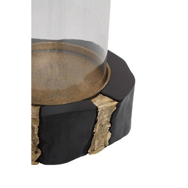 Orsina Asamra Small Hurricane Candle Holder – Black Acacia & Glass