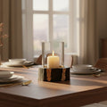 Orsina Asamra Small Hurricane Candle Holder – Black Acacia & Glass