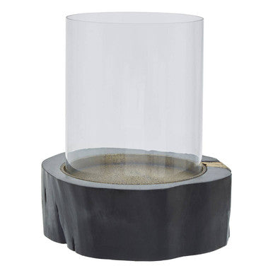 Orsina Asamra Large Hurricane Candle Holder | Black Acacia & Gold