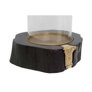 Orsina Asamra Large Hurricane Candle Holder | Black Acacia & Gold