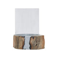 Orsina Almora Small Acacia Wood and Glass Hurricane Candle Holder