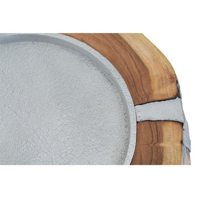 Orsina Almora Large Acacia Wood and Glass Hurricane Candle Holder