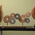 Orsina Element 7 Disc Wooden Sculpture – Mango Wood & Silver Decor