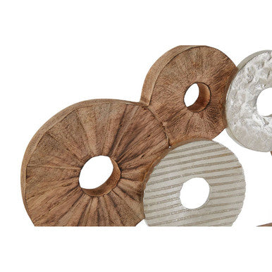 Orsina Element 7 Disc Wooden Sculpture – Mango Wood & Silver Decor
