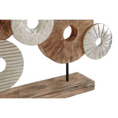 Orsina Element 7 Disc Wooden Sculpture – Mango Wood & Silver Decor